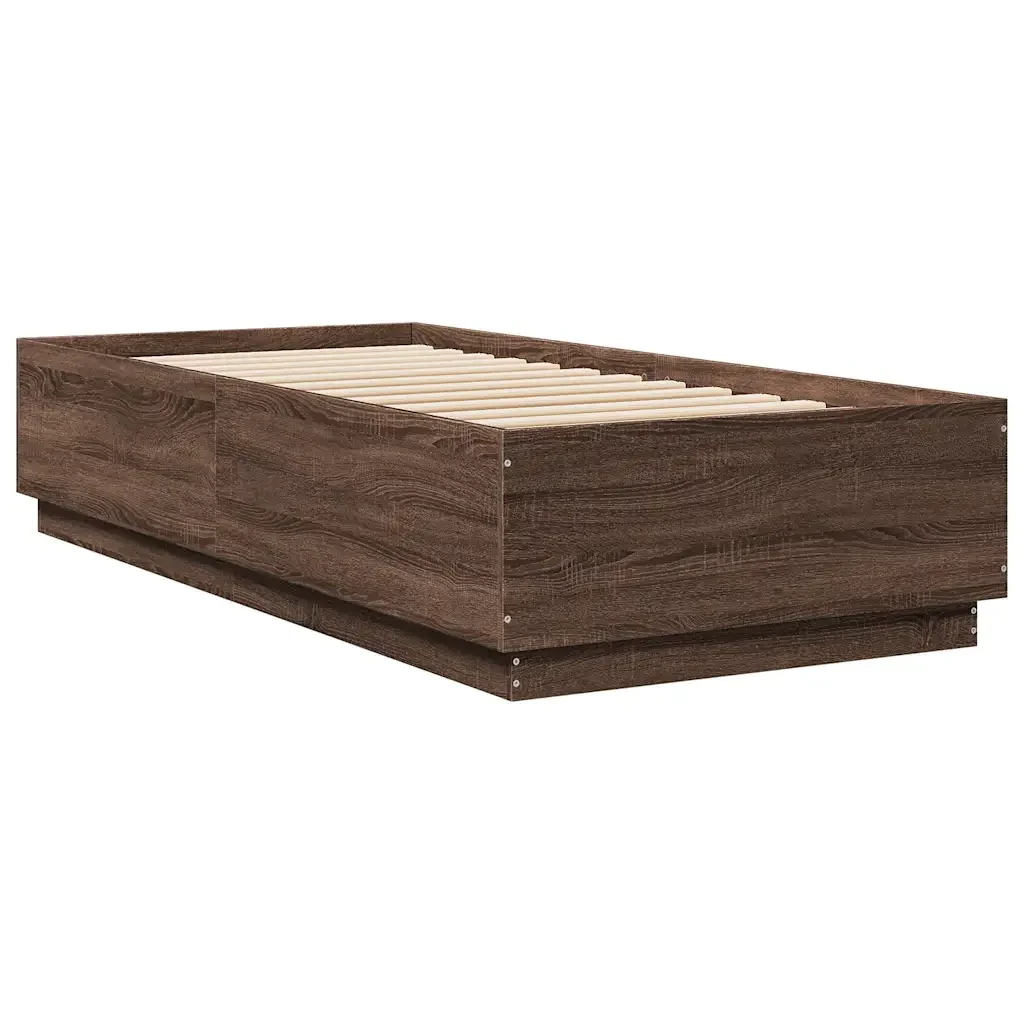 Letto singolo | Letto per adulti | Giroletto Rovere Marrone 100x200 cm in Legno Multistrato - Image 6