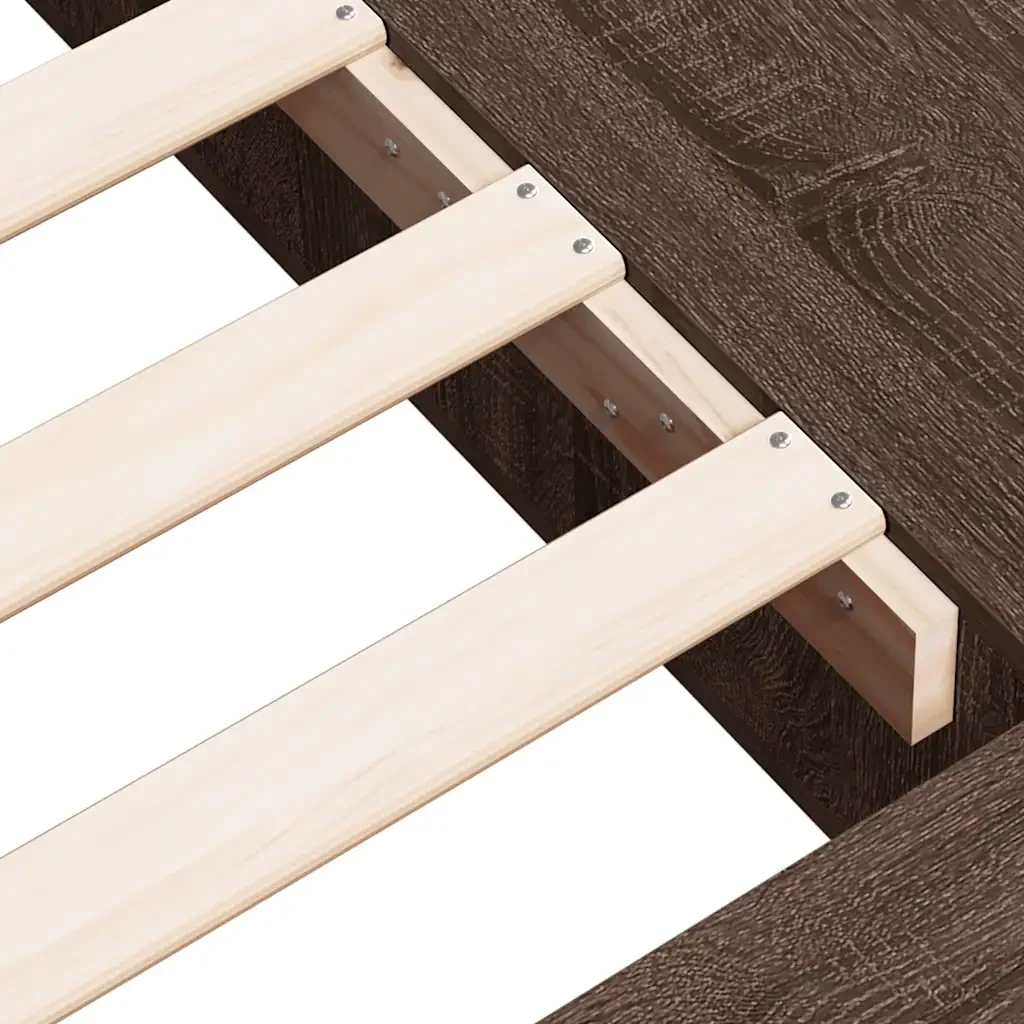 Letto singolo | Letto per adulti | Giroletto Rovere Marrone 100x200 cm in Legno Multistrato - Image 8
