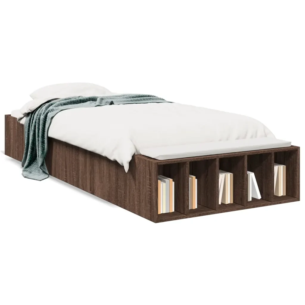 Letto singolo | Letto per adulti | Giroletto Rovere Marrone 100x200 cm in Legno Multistrato