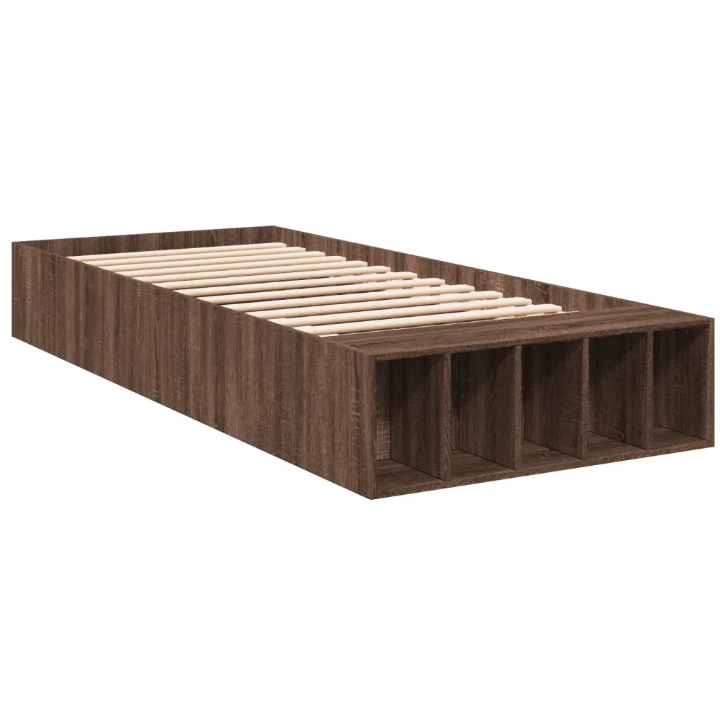 Letto singolo | Letto per adulti | Giroletto Rovere Marrone 100x200 cm in Legno Multistrato - Image 4