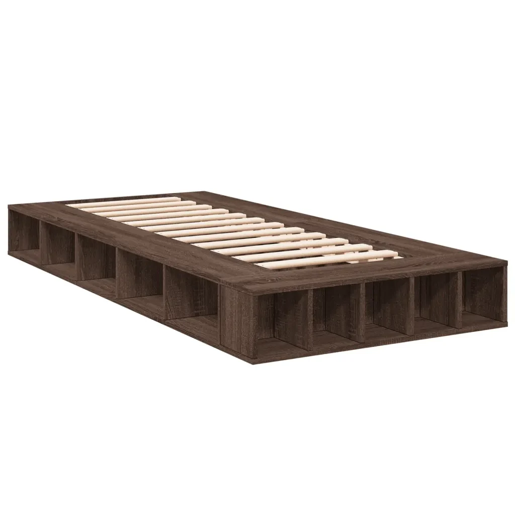 Letto singolo | Letto per adulti | Giroletto Rovere Marrone 75x190 cm in Legno Multistrato - Image 4