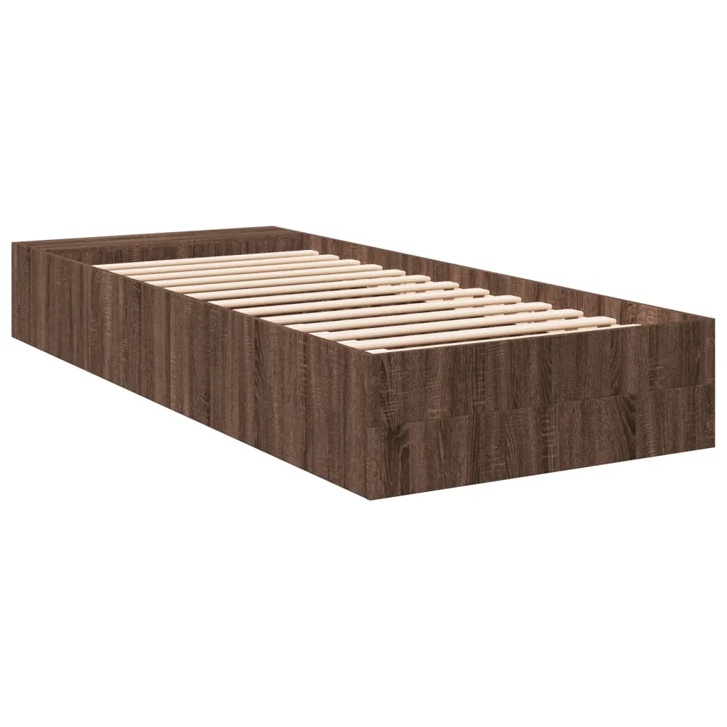 Letto singolo | Letto per adulti | Giroletto Rovere Marrone 75x190 cm in Legno Multistrato - Image 6