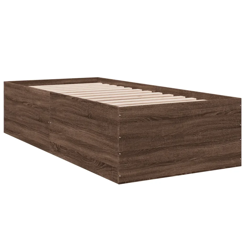 Letto singolo | Letto per adulti | Giroletto Rovere Marrone 75x190 cm in Legno Multistrato - Image 4