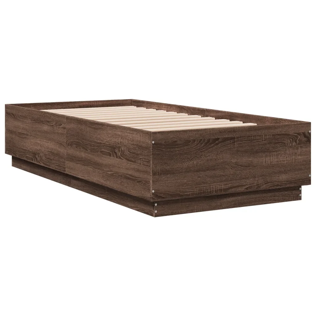 Letto singolo | Letto per adulti | Giroletto Rovere Marrone 75x190 cm in Legno Multistrato - Image 3
