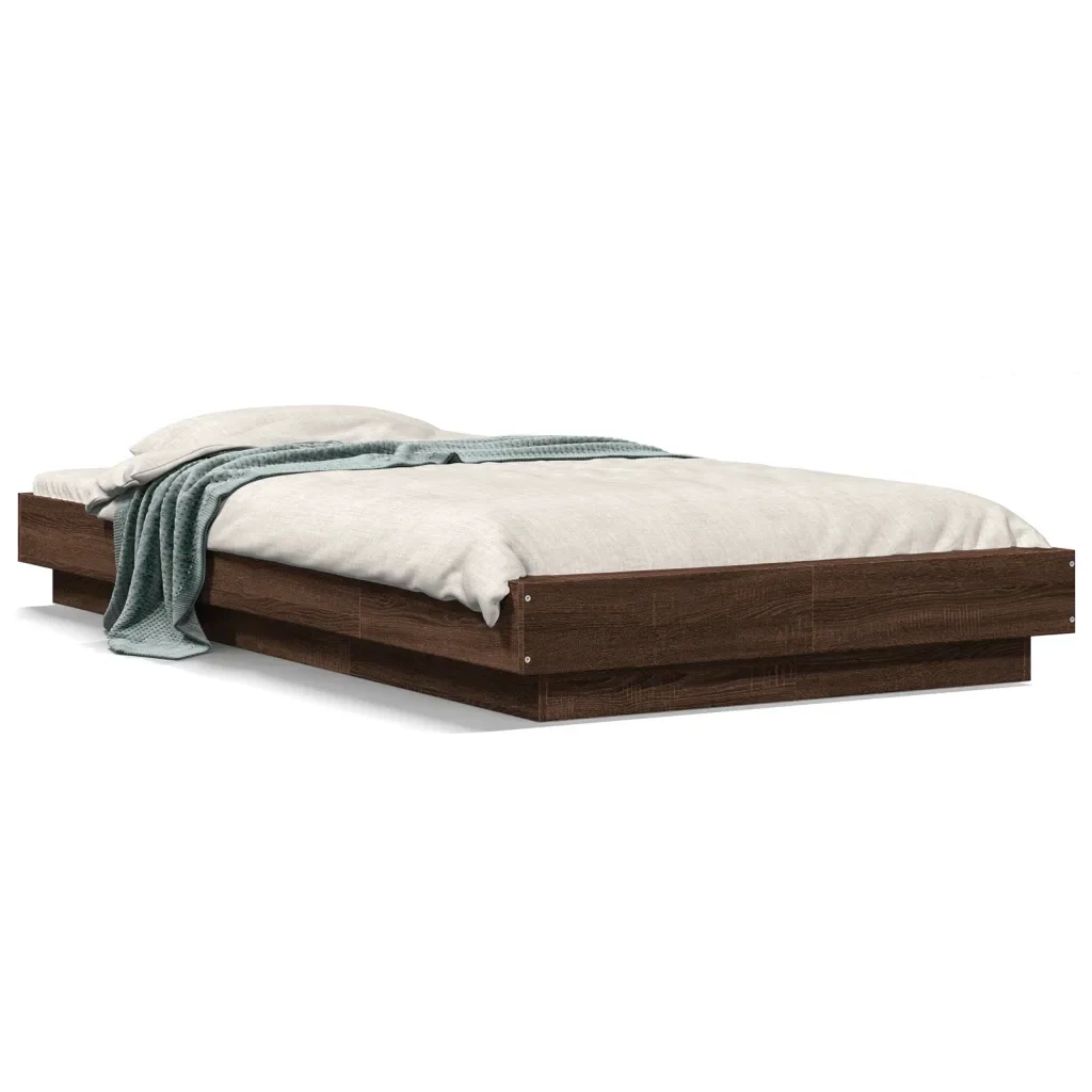 Letto singolo | Letto per adulti | Giroletto Rovere Marrone 75x190 cm in Legno Multistrato