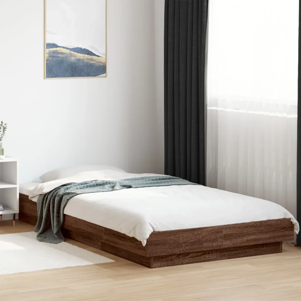 Letto singolo | Letto per adulti | Giroletto Rovere Marrone 75x190 cm in Legno Multistrato - Image 2