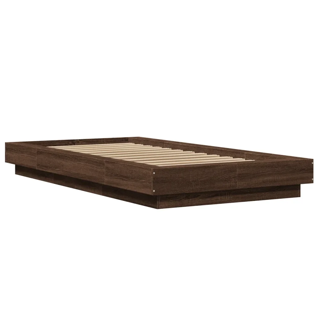 Letto singolo | Letto per adulti | Giroletto Rovere Marrone 75x190 cm in Legno Multistrato - Image 4