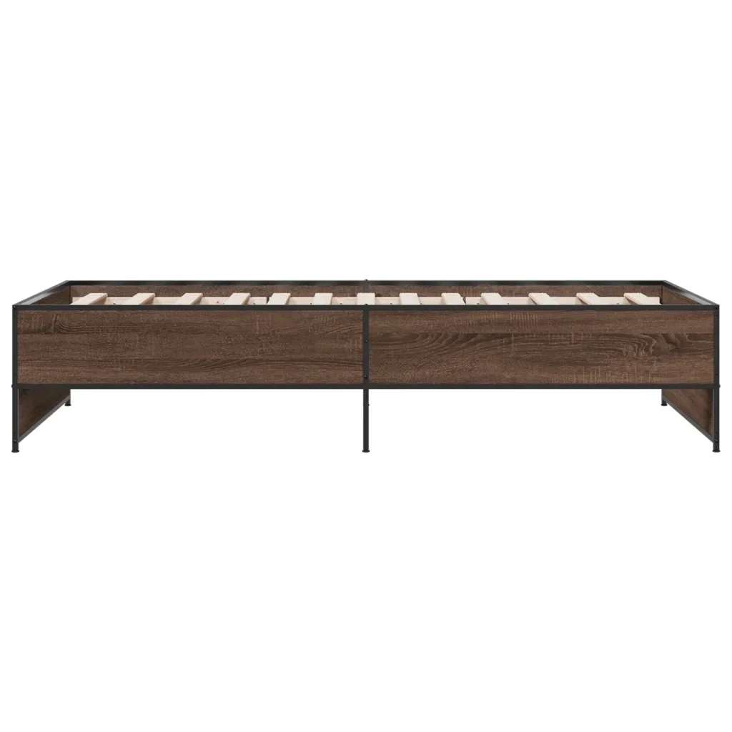 Letto singolo | Letto per adulti | Giroletto Rovere Marrone 75x190 cm Legno Multistrato e Metallo - Image 5