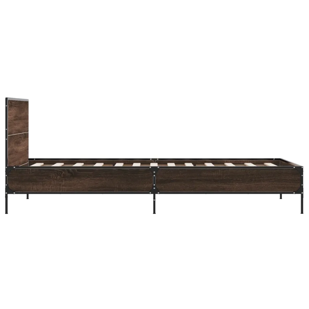 Letto singolo | Letto per adulti | Giroletto Rovere Marrone 75x190 cm Legno Multistrato e Metallo - Image 5