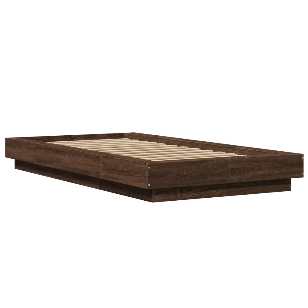 Letto singolo | Letto per adulti | Giroletto Rovere Marrone 90x190 cm in Legno Multistrato - Image 4
