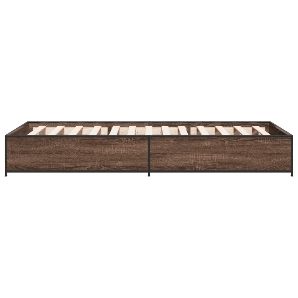 Letto singolo | Letto per adulti | Giroletto Rovere Marrone 90x190 cm Legno Multistrato e Metallo - Image 5