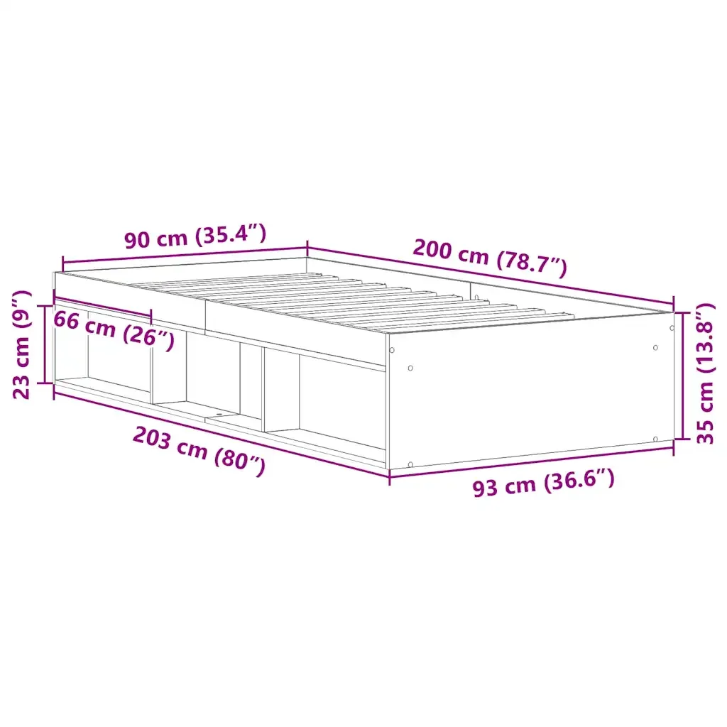 Letto singolo | Letto per adulti | Giroletto Rovere Marrone 90x200 cm - Image 10