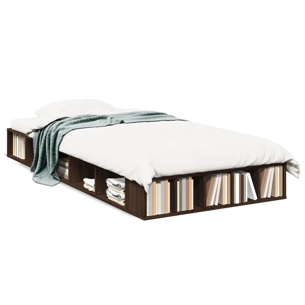 Letto singolo | Letto per adulti | Giroletto Rovere Marrone 90x200 cm in Legno Multistrato