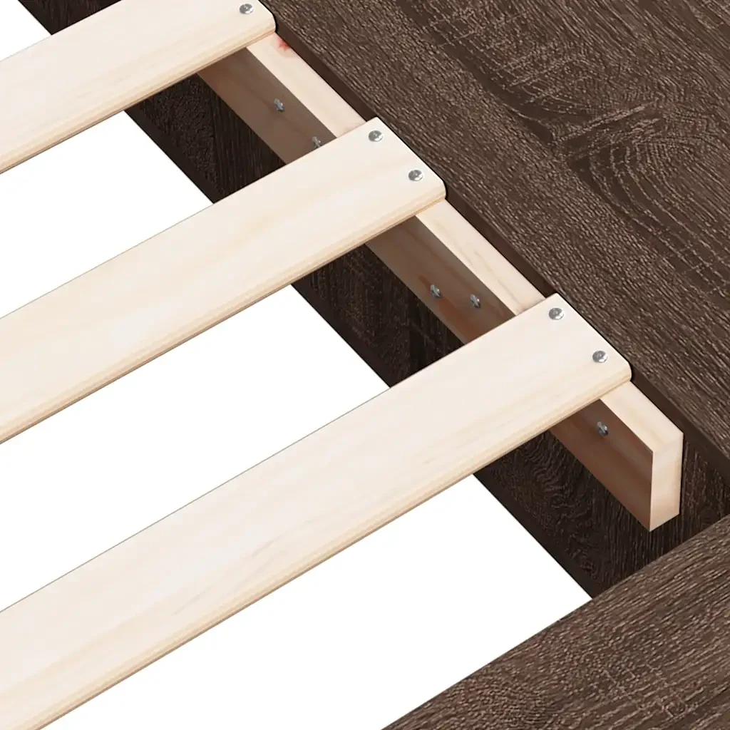 Letto singolo | Letto per adulti | Giroletto Rovere Marrone 90x200 cm in Legno Multistrato - Image 8