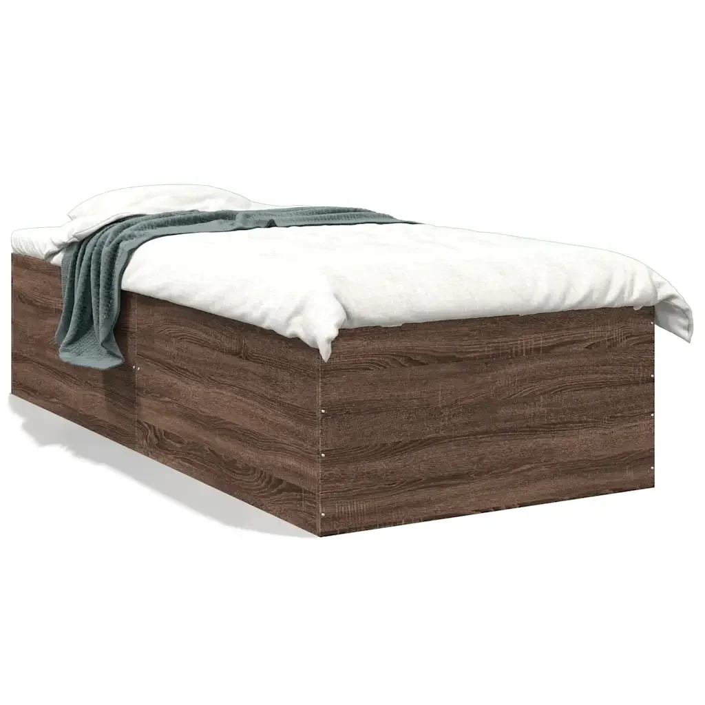 Letto singolo | Letto per adulti | Giroletto Rovere Marrone 90x200 cm in Legno Multistrato