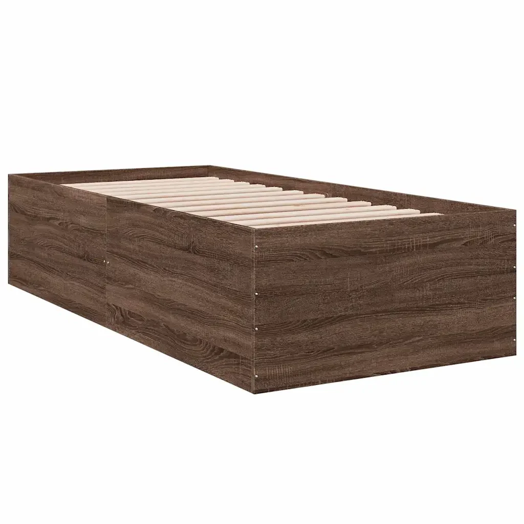 Letto singolo | Letto per adulti | Giroletto Rovere Marrone 90x200 cm in Legno Multistrato - Image 4