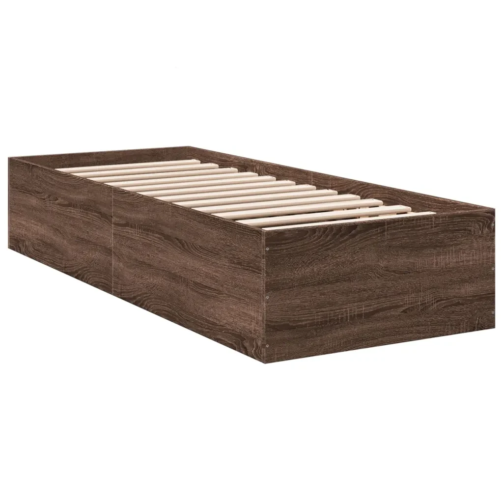 Letto singolo | Letto per adulti | Giroletto Rovere Marrone 90x200 cm in Legno Multistrato