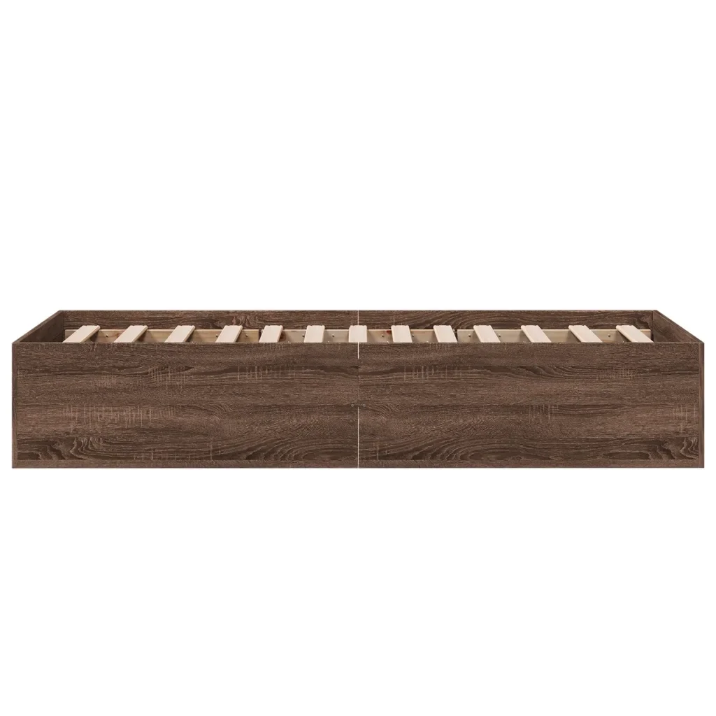 Letto singolo | Letto per adulti | Giroletto Rovere Marrone 90x200 cm in Legno Multistrato - Image 5