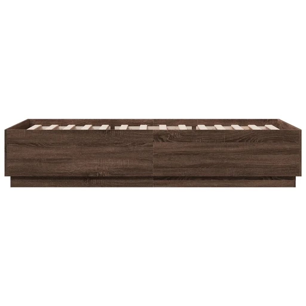 Letto singolo | Letto per adulti | Giroletto Rovere Marrone 90x200 cm in Legno Multistrato - Image 5