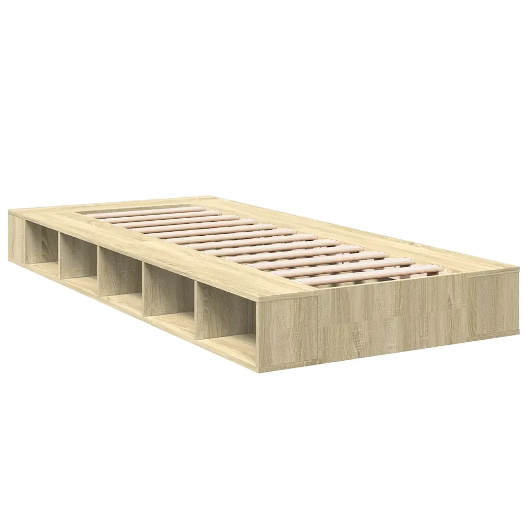 Letto singolo | Letto per adulti | Giroletto Rovere Sonoma 100x200 cm in Legno Multistrato - Image 6