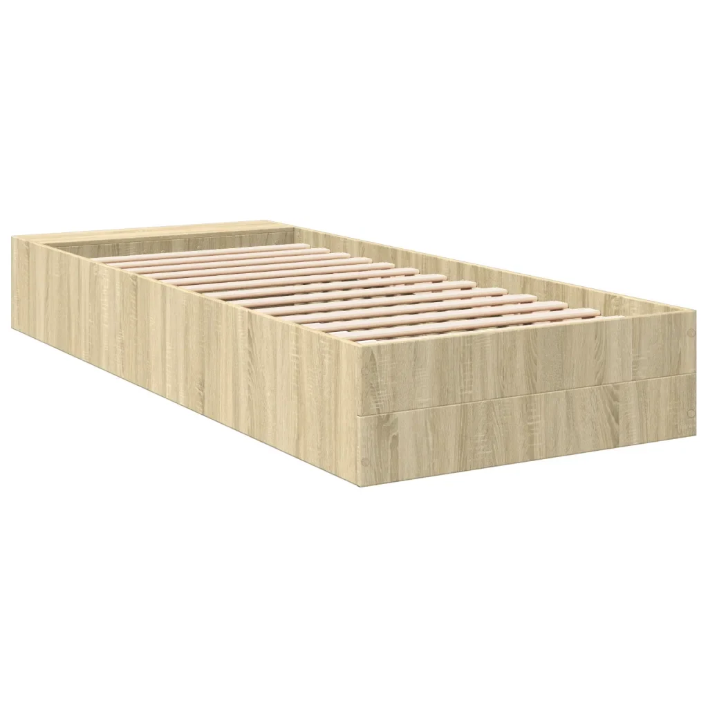 Letto singolo | Letto per adulti | Giroletto Rovere Sonoma 100x200 cm in Legno Multistrato - Image 6