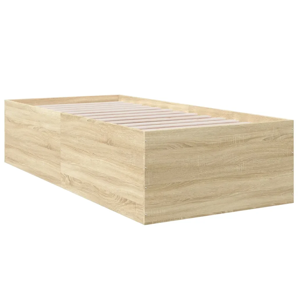Letto singolo | Letto per adulti | Giroletto Rovere Sonoma 100x200 cm in Legno Multistrato - Image 3