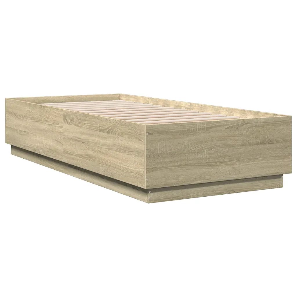 Letto singolo | Letto per adulti | Giroletto Rovere Sonoma 100x200 cm in Legno Multistrato - Image 3