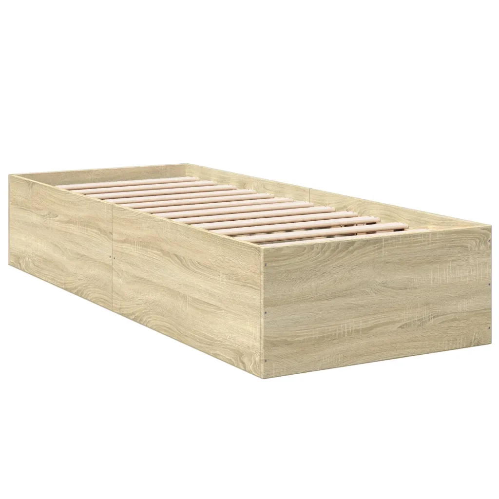 Letto singolo | Letto per adulti | Giroletto Rovere Sonoma 100x200 cm in Legno Multistrato - Image 4
