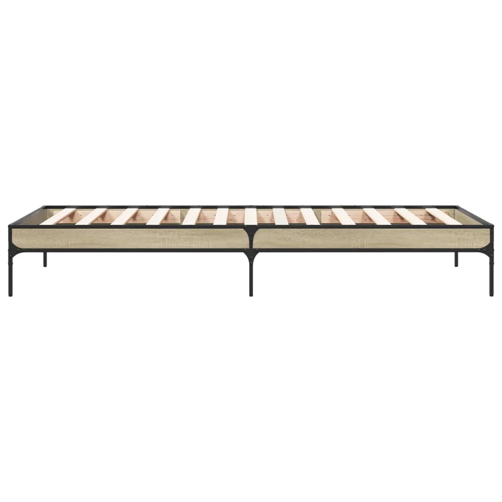 Letto singolo | Letto per adulti | Giroletto Rovere Sonoma 100x200 cm Legno Multistrato e Metallo - Image 5