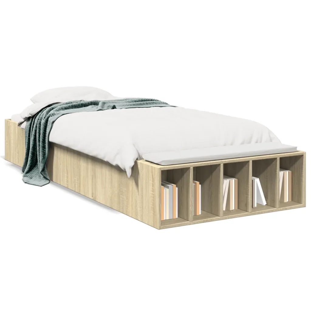 Letto singolo | Letto per adulti | Giroletto Rovere Sonoma 75x190 cm in Legno Multistrato