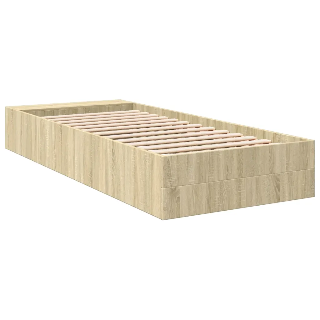Letto singolo | Letto per adulti | Giroletto Rovere Sonoma 75x190 cm in Legno Multistrato - Image 6
