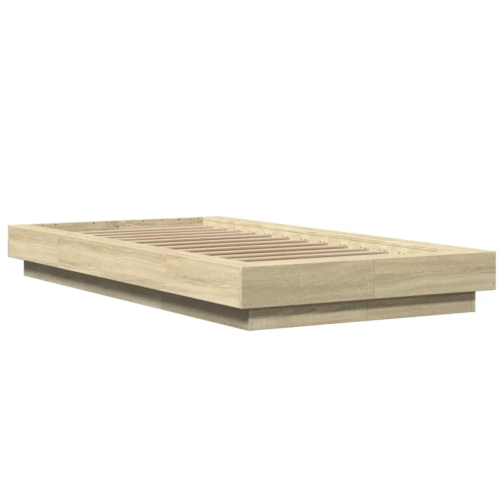 Letto singolo | Letto per adulti | Giroletto Rovere Sonoma 75x190 cm in Legno Multistrato - Image 4