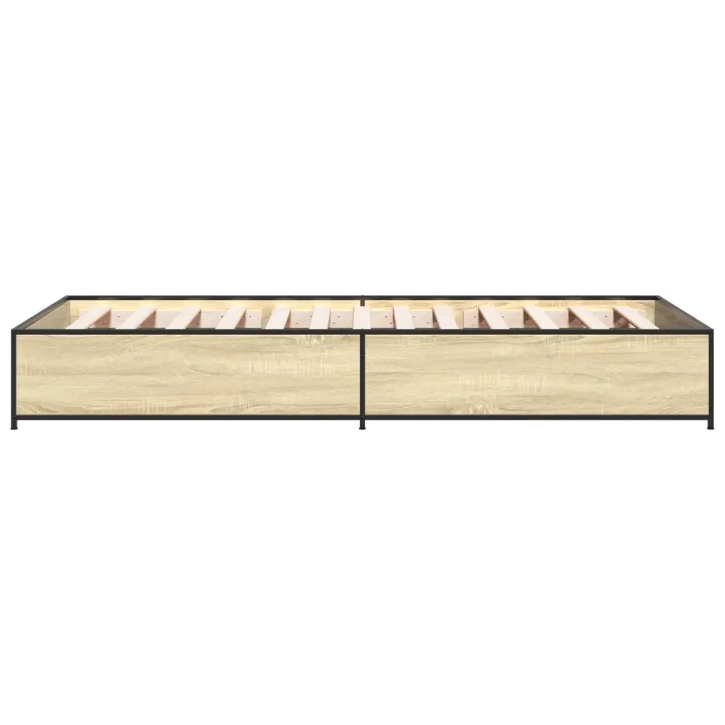 Letto singolo | Letto per adulti | Giroletto Rovere Sonoma 75x190cm in Legno Multistrato e Metallo - Image 5
