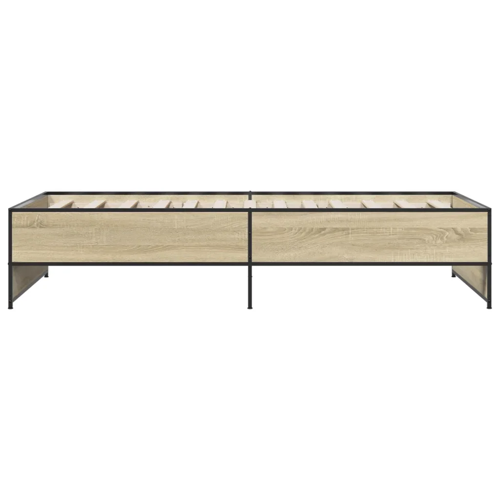 Letto singolo | Letto per adulti | Giroletto Rovere Sonoma 75x190cm in Legno Multistrato e Metallo - Image 5