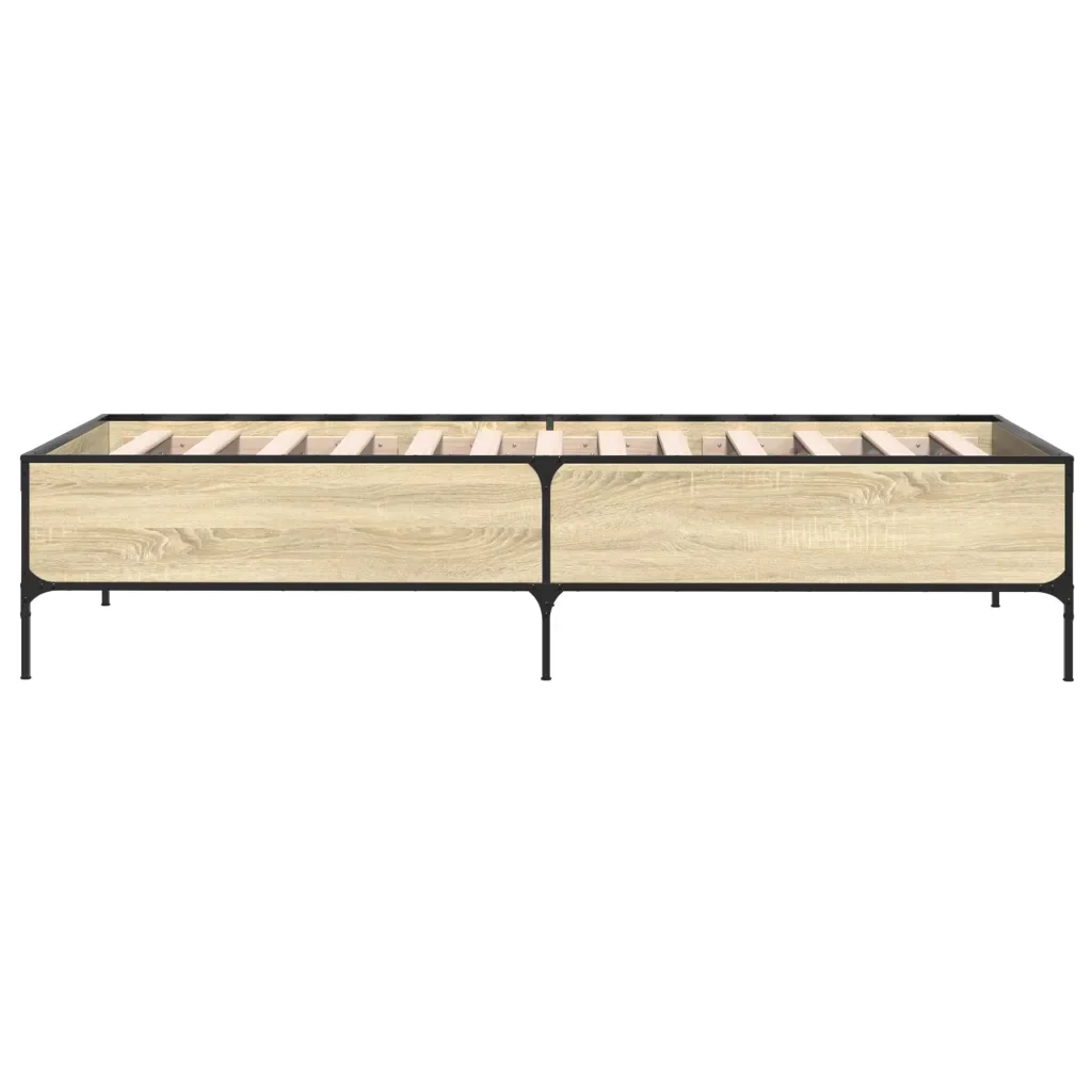 Letto singolo | Letto per adulti | Giroletto Rovere Sonoma 75x190cm in Legno Multistrato e Metallo - Image 5