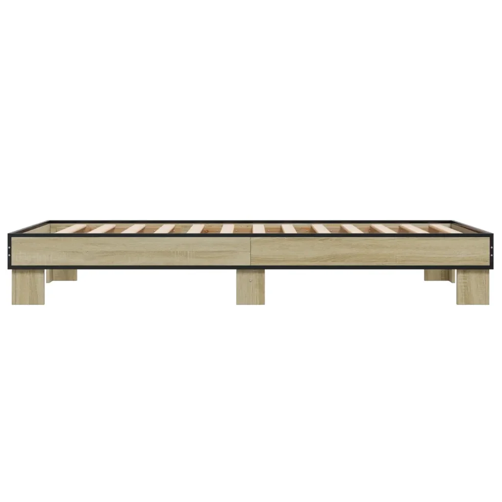 Letto singolo | Letto per adulti | Giroletto Rovere Sonoma 75x190cm in Legno Multistrato e Metallo - Image 5