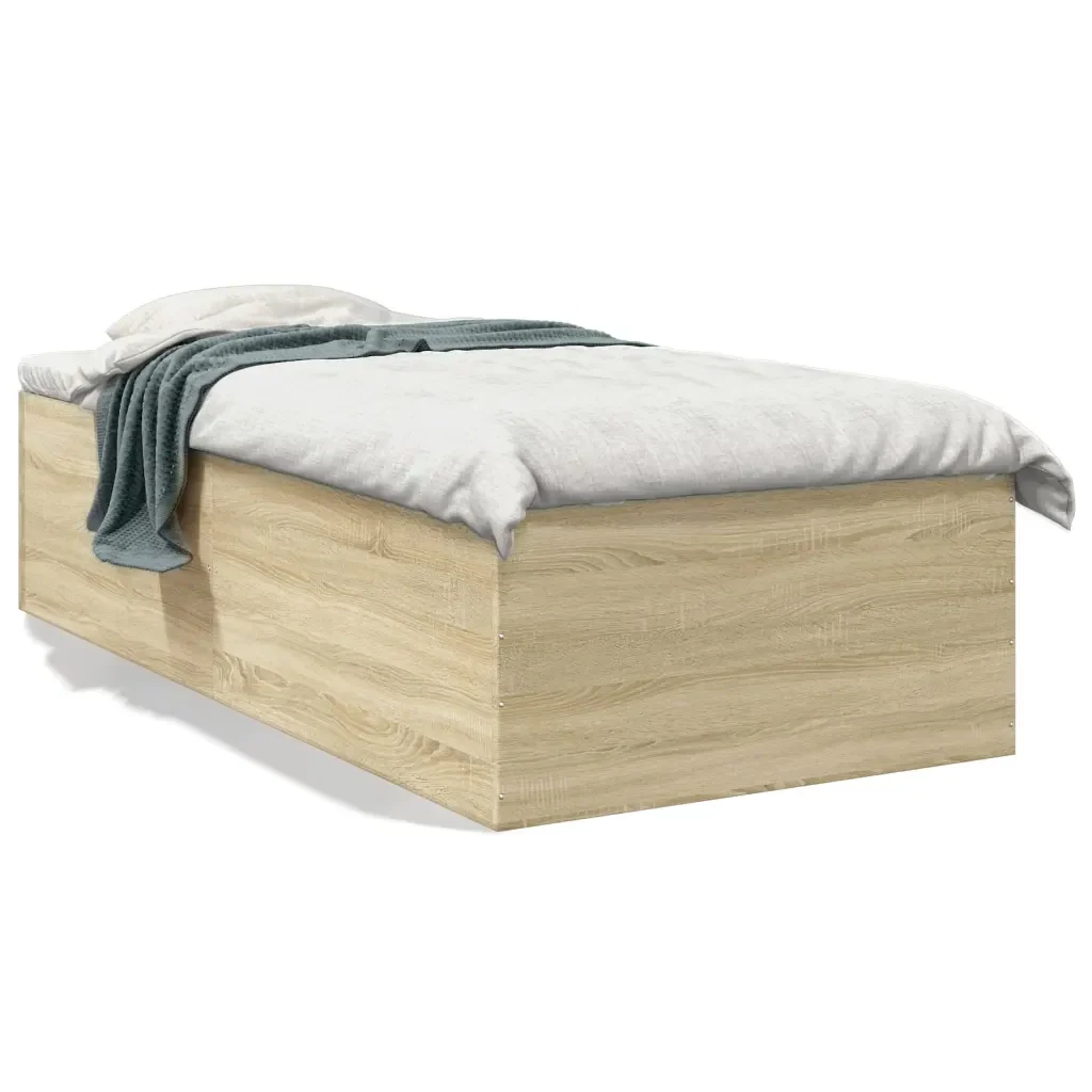 Letto singolo | Letto per adulti | Giroletto Rovere Sonoma 90x190 cm in Legno Multistrato