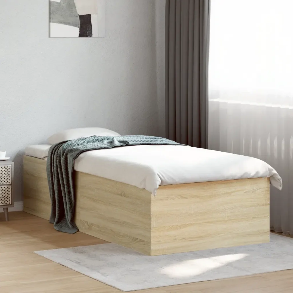 Letto singolo | Letto per adulti | Giroletto Rovere Sonoma 90x190 cm in Legno Multistrato - Image 2