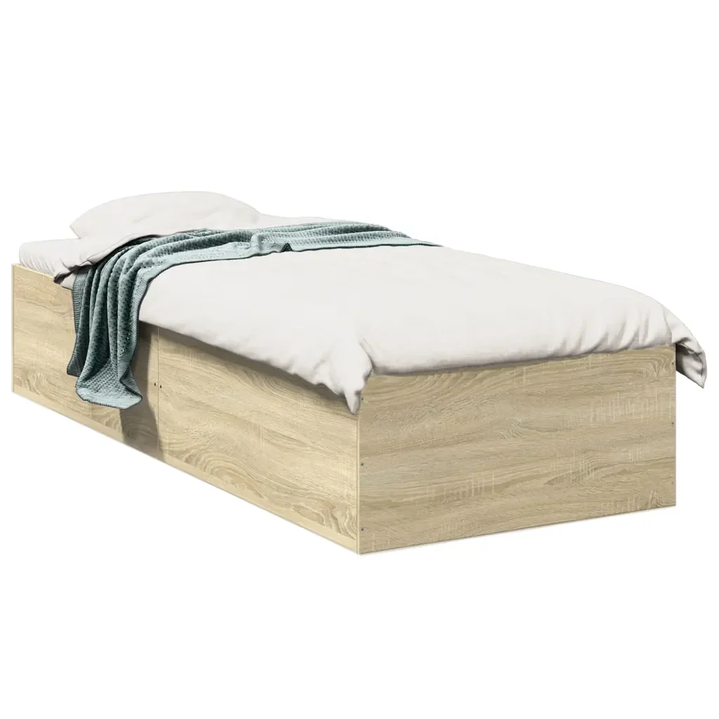 Letto singolo | Letto per adulti | Giroletto Rovere Sonoma 90x190 cm in Legno Multistrato - Image 2