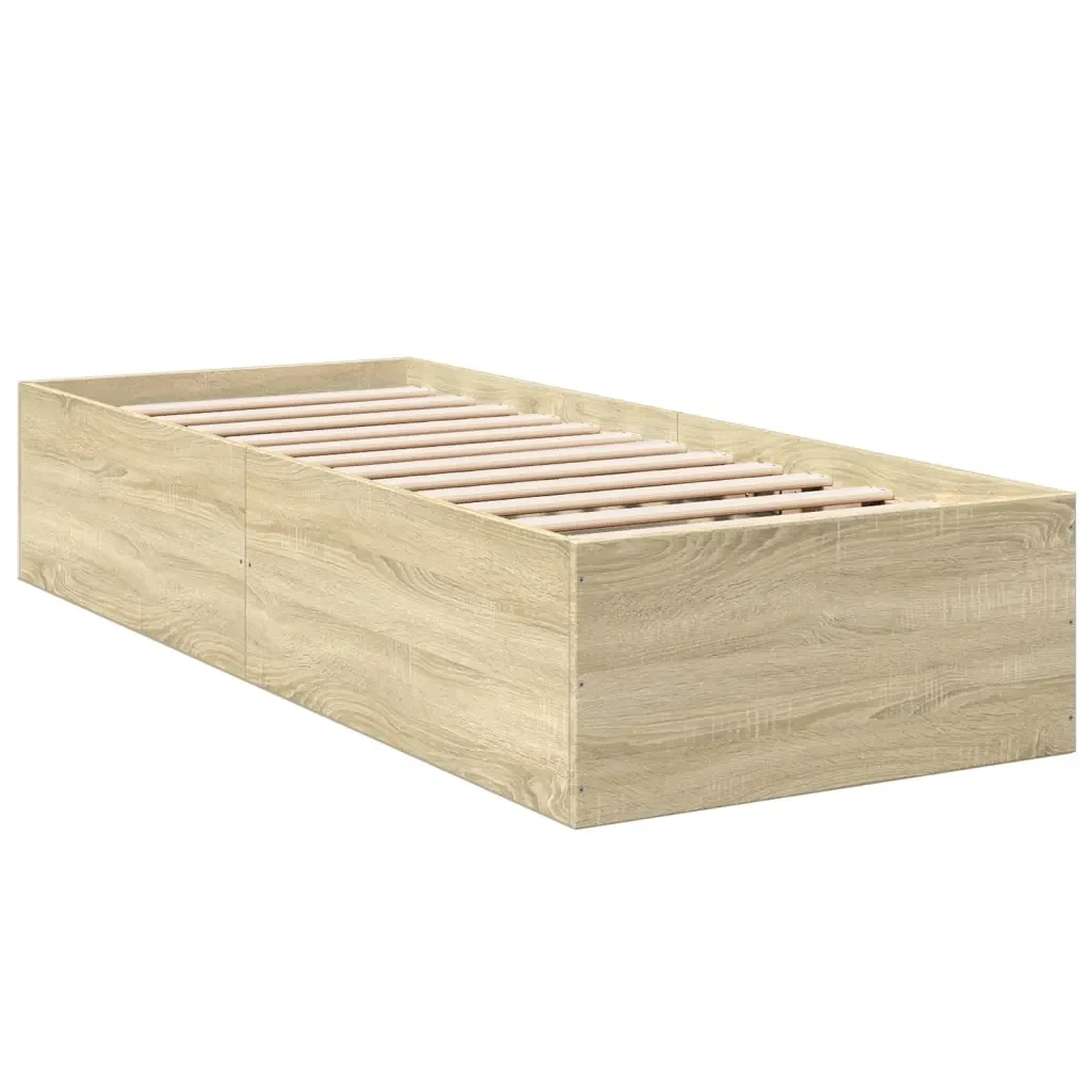 Letto singolo | Letto per adulti | Giroletto Rovere Sonoma 90x190 cm in Legno Multistrato - Image 6