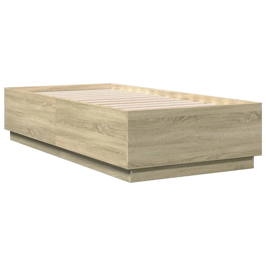 Letto singolo | Letto per adulti | Giroletto Rovere Sonoma 90x190 cm in Legno Multistrato - Image 4