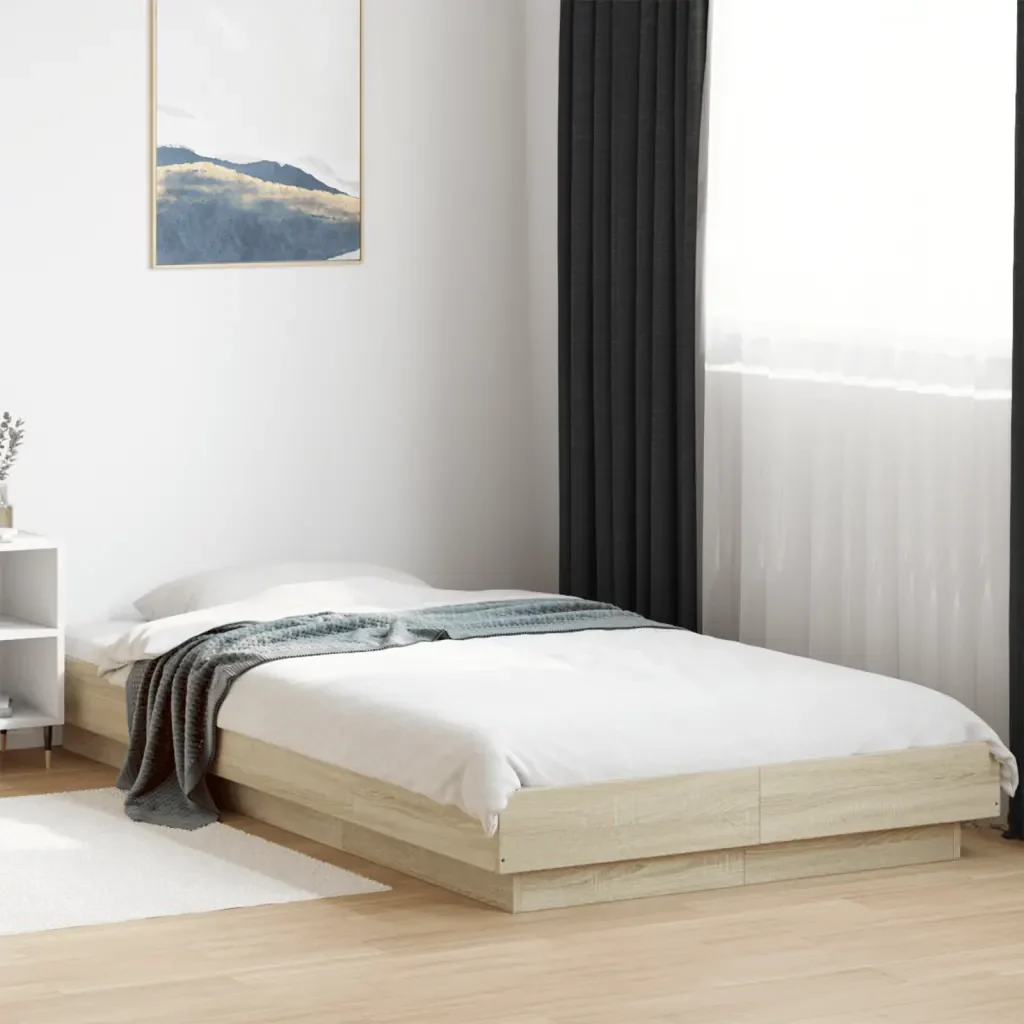 Letto singolo | Letto per adulti | Giroletto Rovere Sonoma 90x190 cm in Legno Multistrato - Image 2