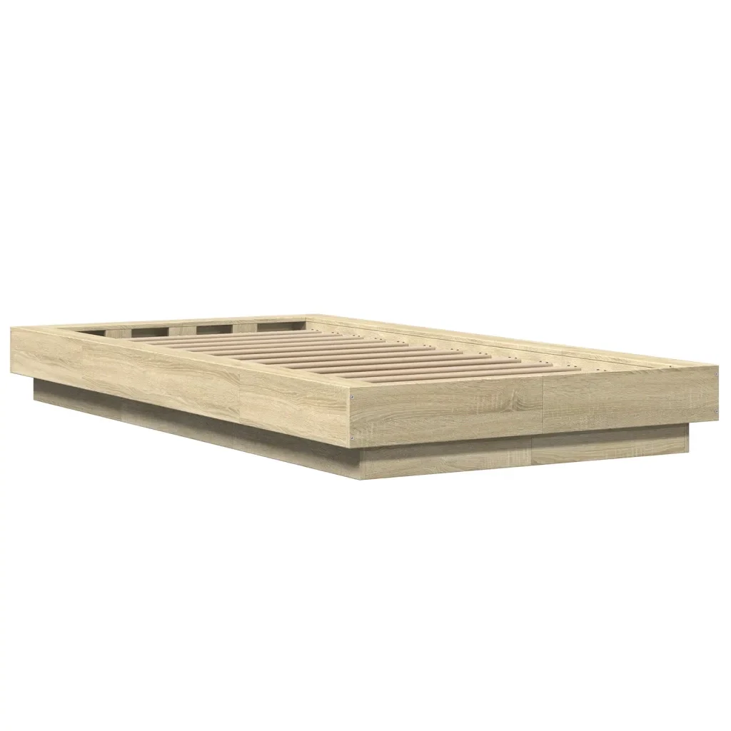 Letto singolo | Letto per adulti | Giroletto Rovere Sonoma 90x190 cm in Legno Multistrato - Image 6