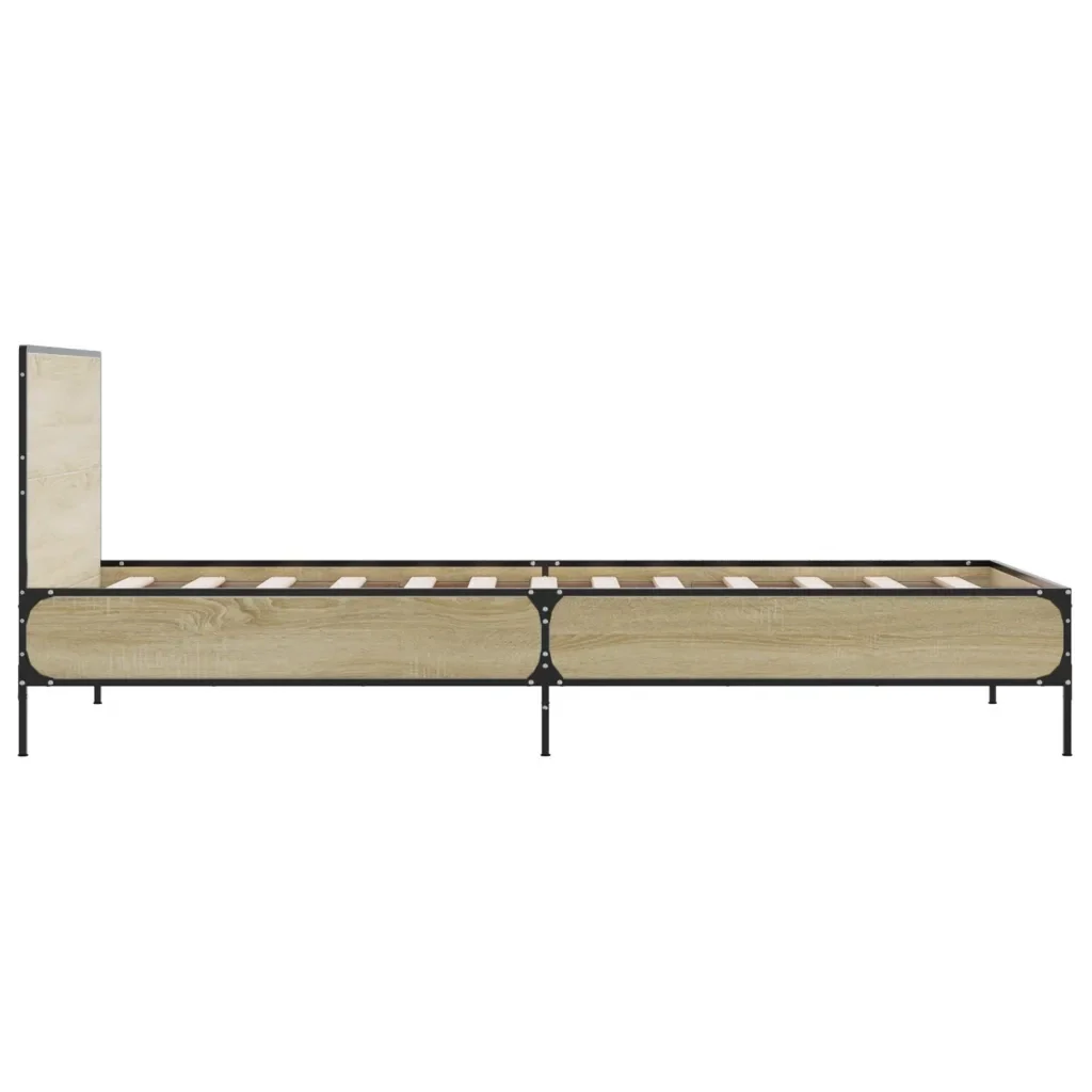 Letto singolo | Letto per adulti | Giroletto Rovere Sonoma 90x190cm in Legno Multistrato e Metallo - Image 5