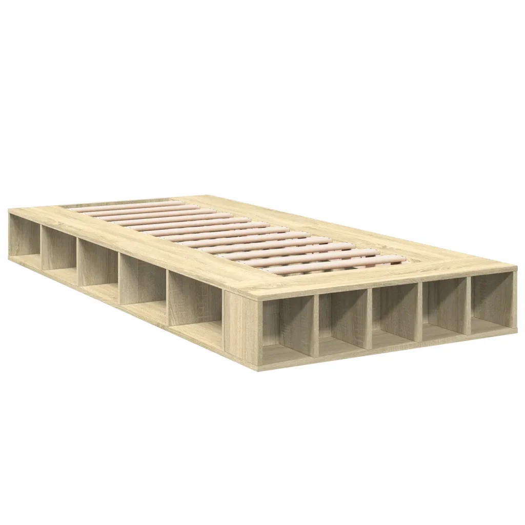 Letto singolo | Letto per adulti | Giroletto Rovere Sonoma 90x200 cm in Legno Multistrato - Image 3