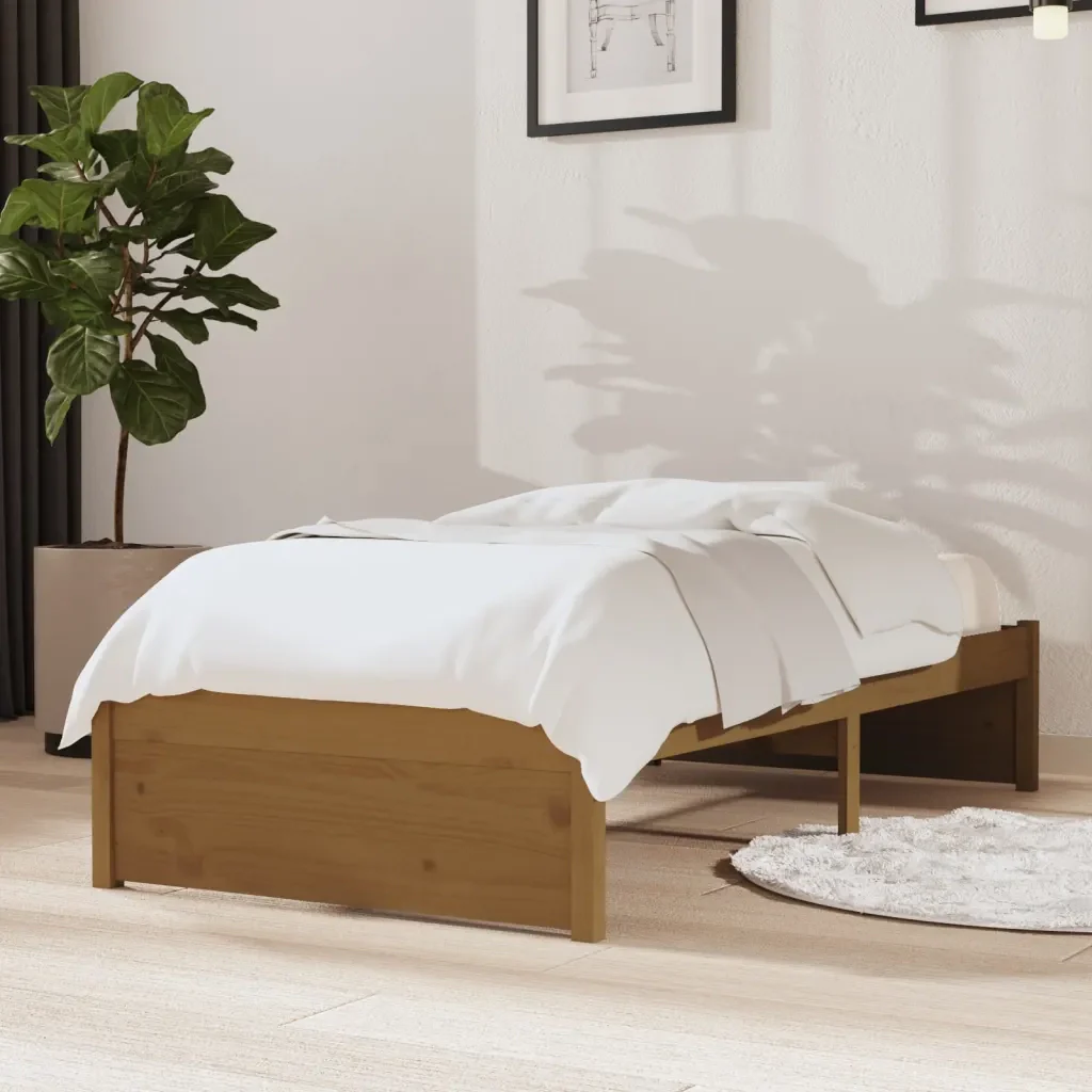 Letto singolo | Letto per adulti | Giroletto senza Materaso Ambra in Legno Massello 75x190 cm - Image 2