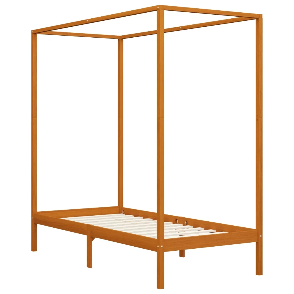 Letto singolo | Letto per adulti | Giroletto senza Materaso Ambrato in Legno di Pino 100x200cm - Image 2