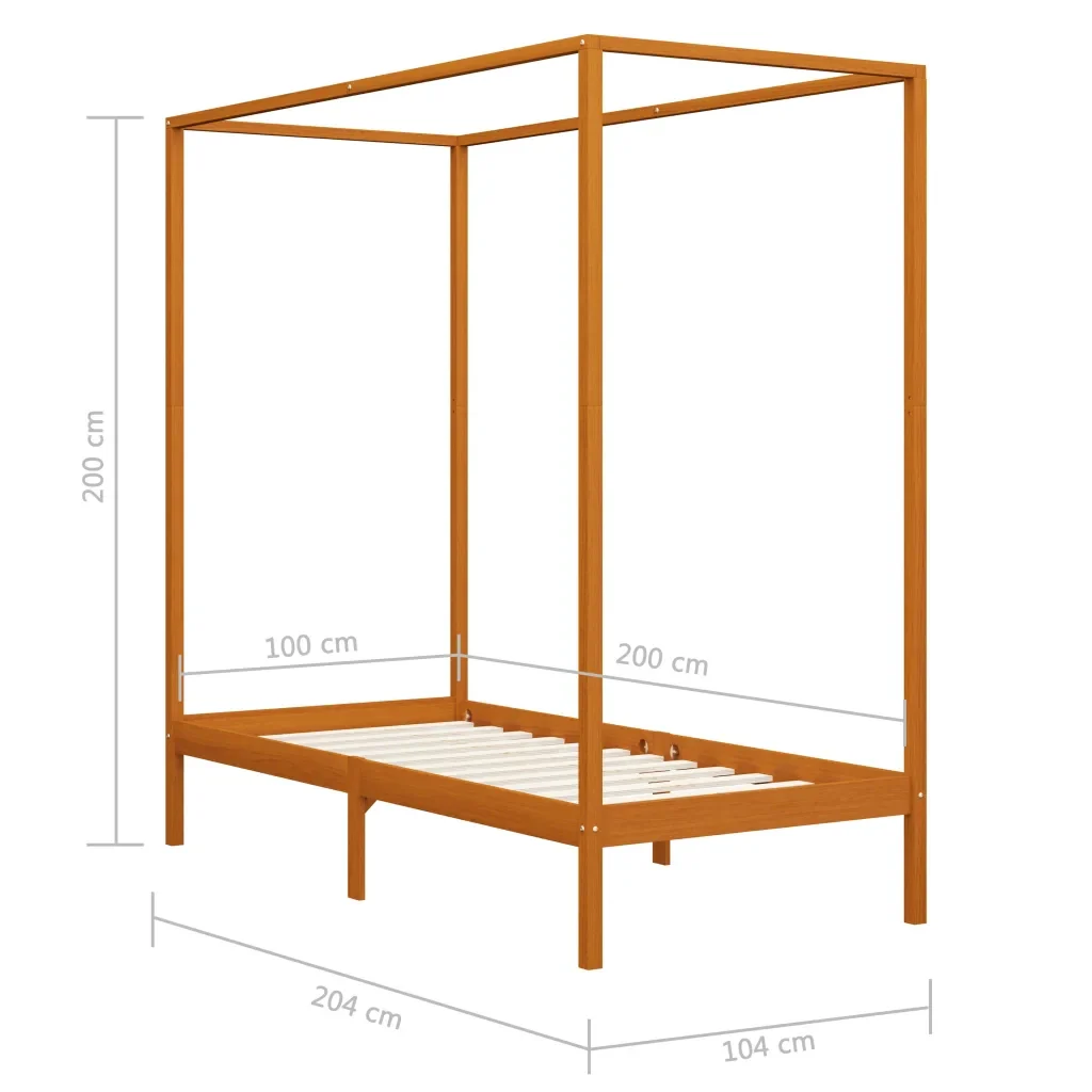 Letto singolo | Letto per adulti | Giroletto senza Materaso Ambrato in Legno di Pino 100x200cm - Image 7