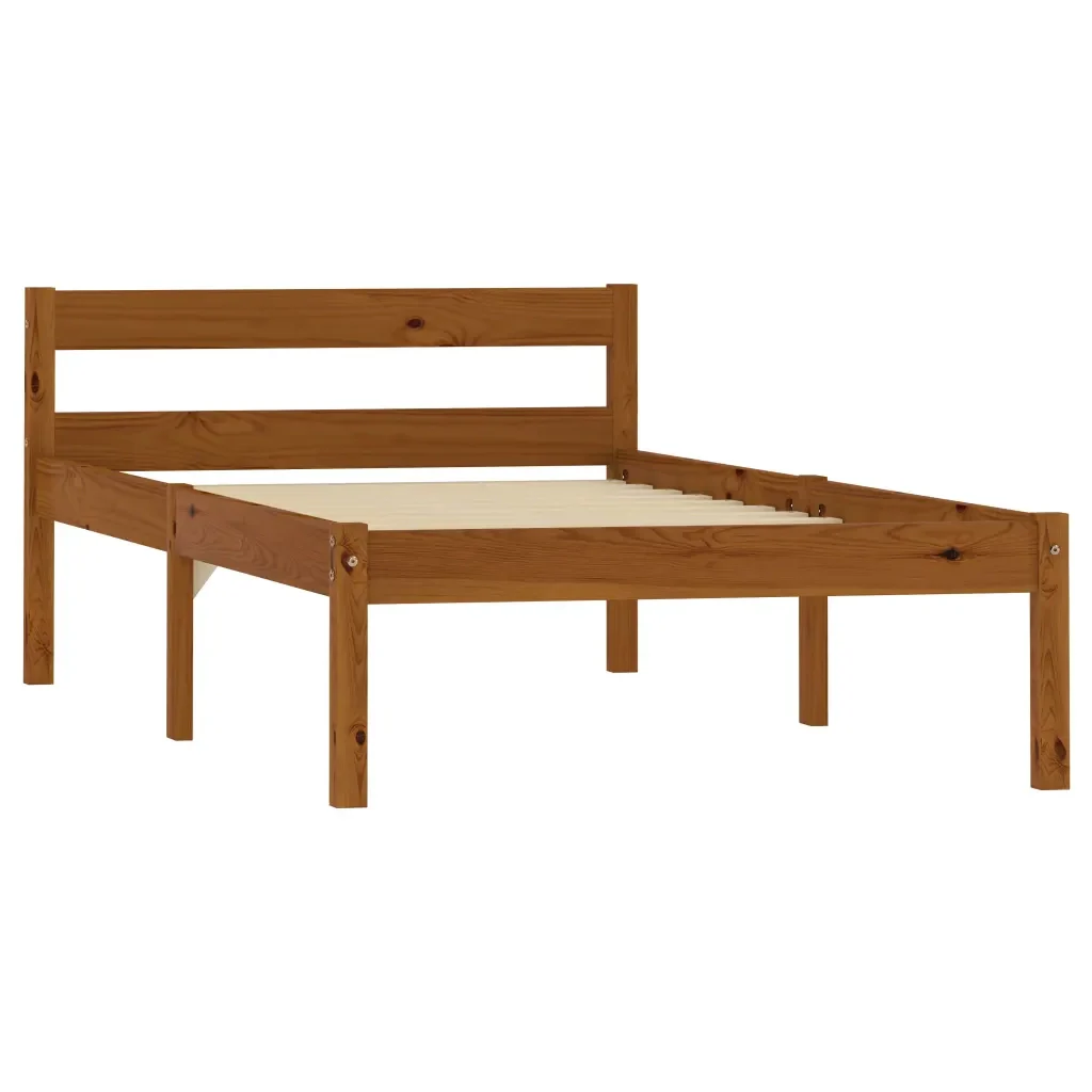 Letto singolo | Letto per adulti | Giroletto senza Materaso Ambrato in Legno di Pino 100x200cm - Image 2