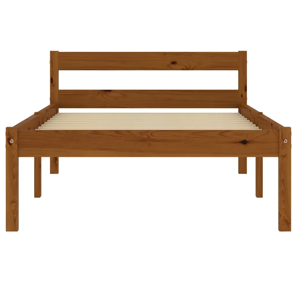 Letto singolo | Letto per adulti | Giroletto senza Materaso Ambrato in Legno di Pino 100x200cm - Image 4